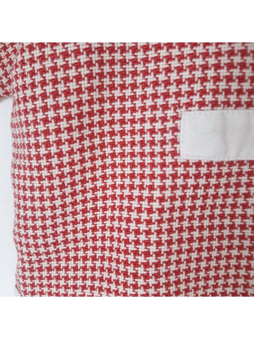 Vintage Hans Store Houndstooth Red White Button Down Shirt size small - Picture 6 of 6